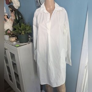 Sundays White Long Sleeve Shirt Dress